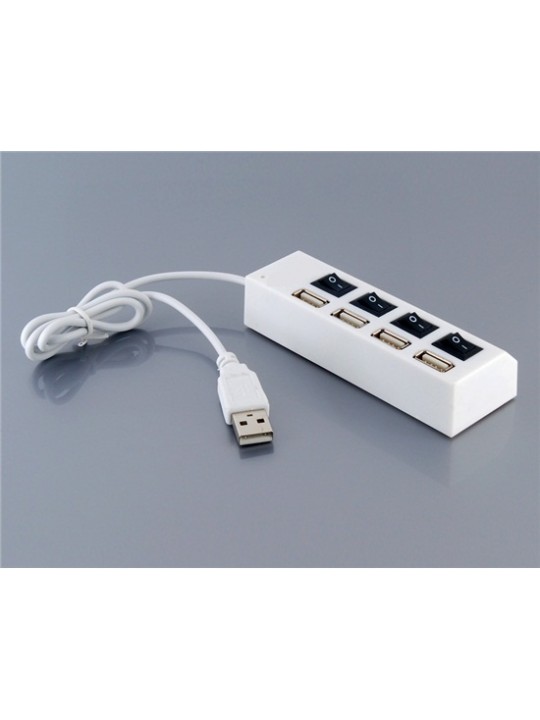 Four Interfaces USB 2.0 Hub with Switch (White)