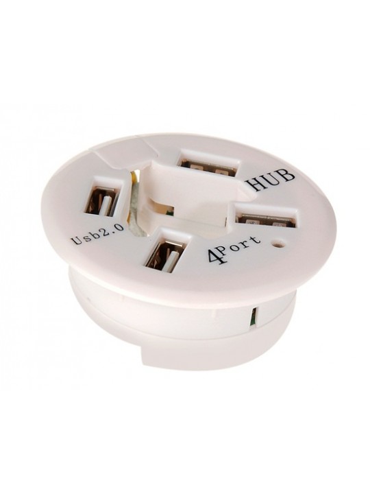 4-Ports 1.5/ 12/ 488 MBPS Round Mini USB 2.0 HUB (White)