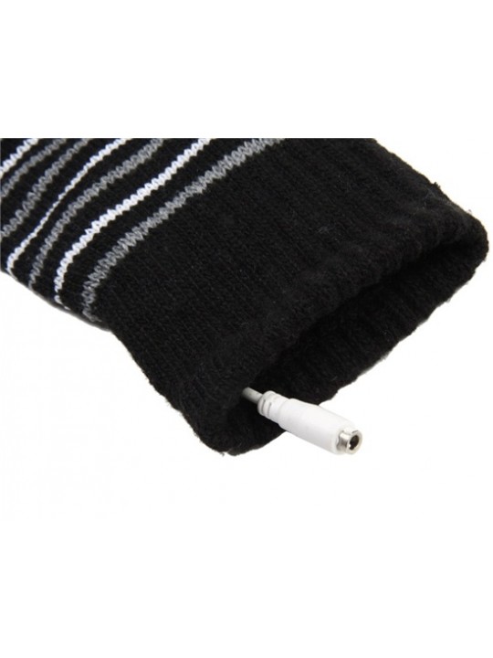 Stripe Pattern USB2.0 Heated Fingerless Gloves (Black)