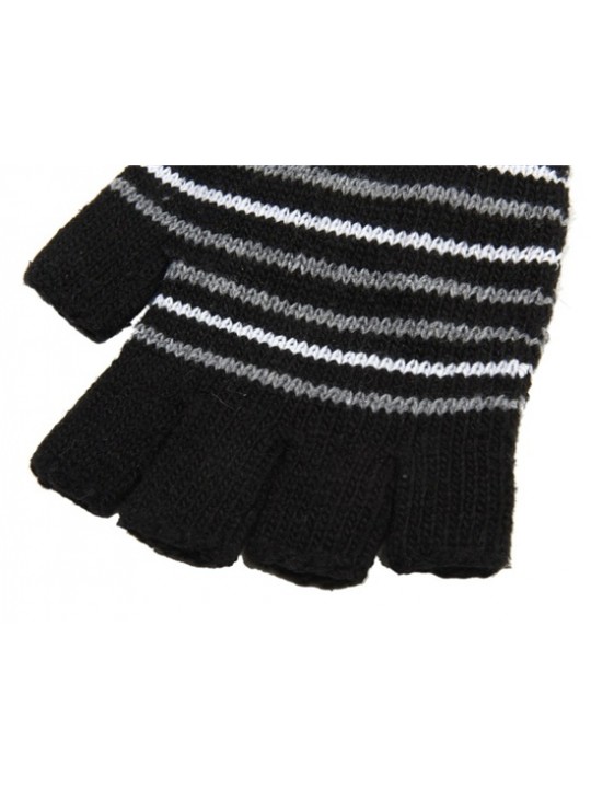 Stripe Pattern USB2.0 Heated Fingerless Gloves (Black)