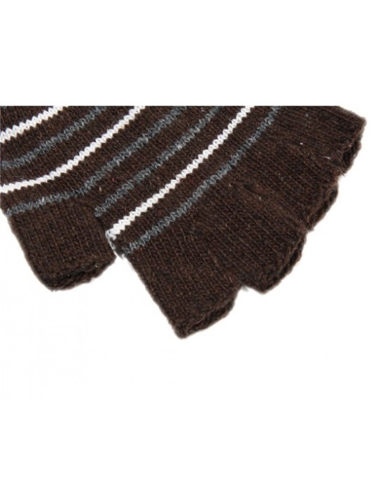 Stripe Pattern USB2.0 Heated Fingerless Gloves (Brown)