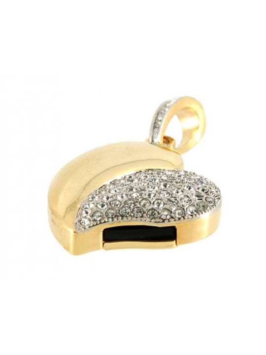 16G Elegant Heart Shaped USB Flash Drive (Golden)