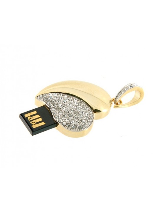 16G Elegant Heart Shaped USB Flash Drive (Golden)