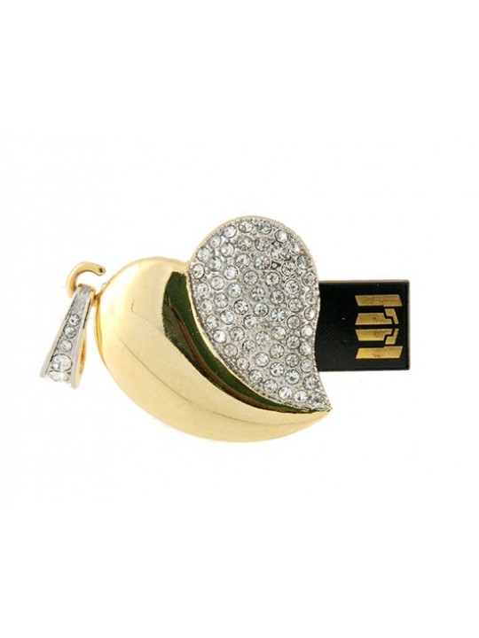 16G Elegant Heart Shaped USB Flash Drive (Golden)