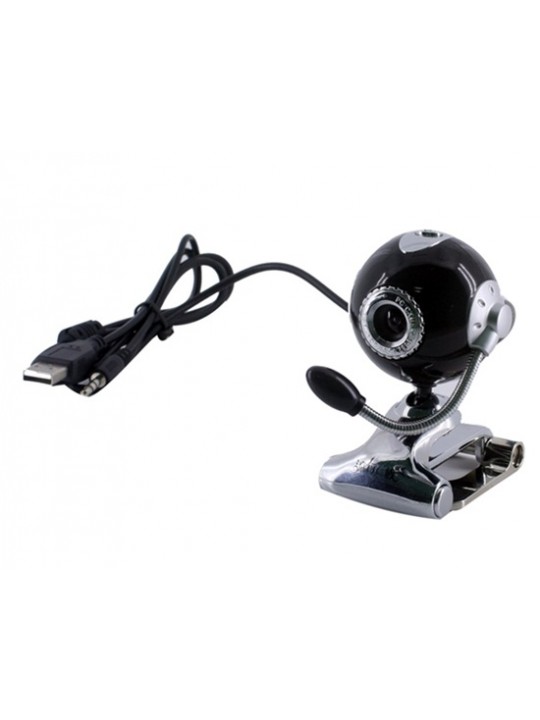 Portable 0.3m USB Webcam Camera Mic with Clip (Black)