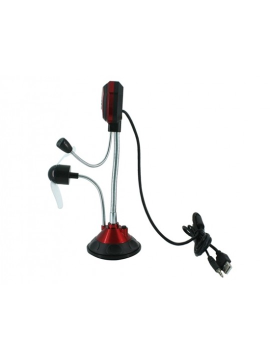 Portable USB 0.3M Pixels Webcam Camera/Mic with Fan (Red)