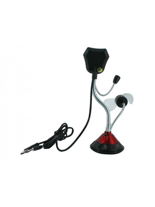 Portable USB 0.3M Pixels Webcam Camera/Mic with Fan (Red)